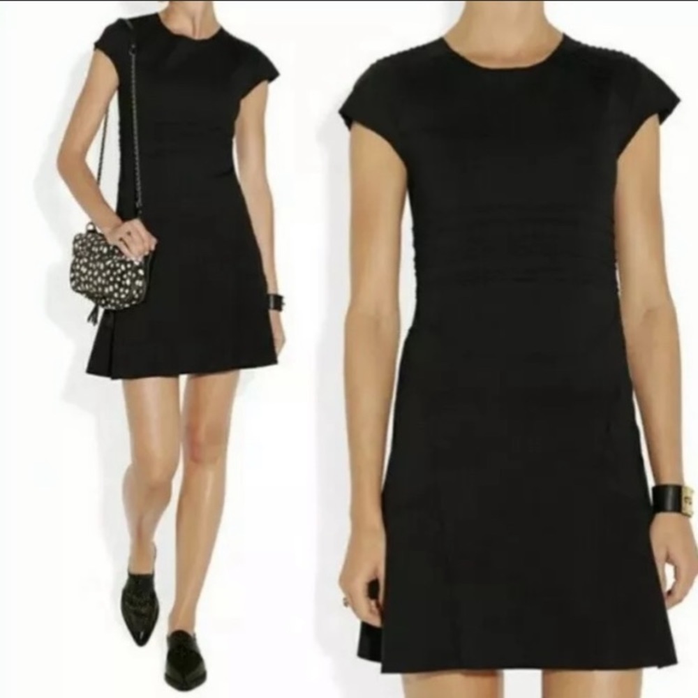 Maje Black Darling Cap Sleeve Fit & Flare Dress